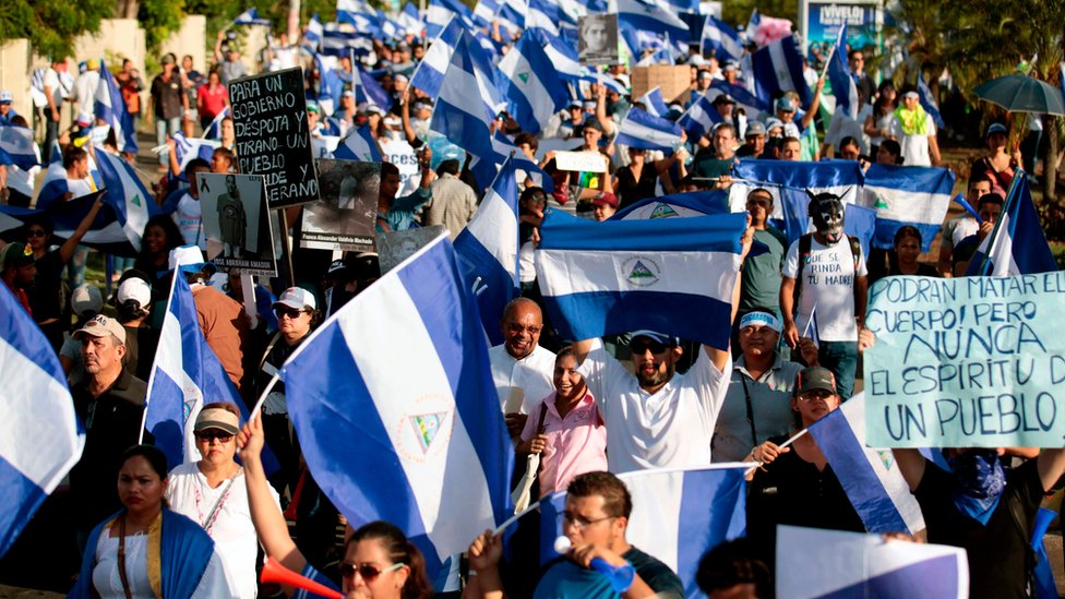 Manifestantes en Managua.