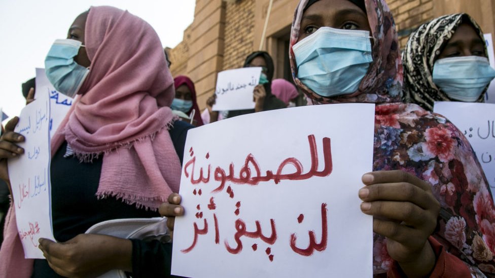A protest in Khartoum against normalising relations with Israel - October 2020