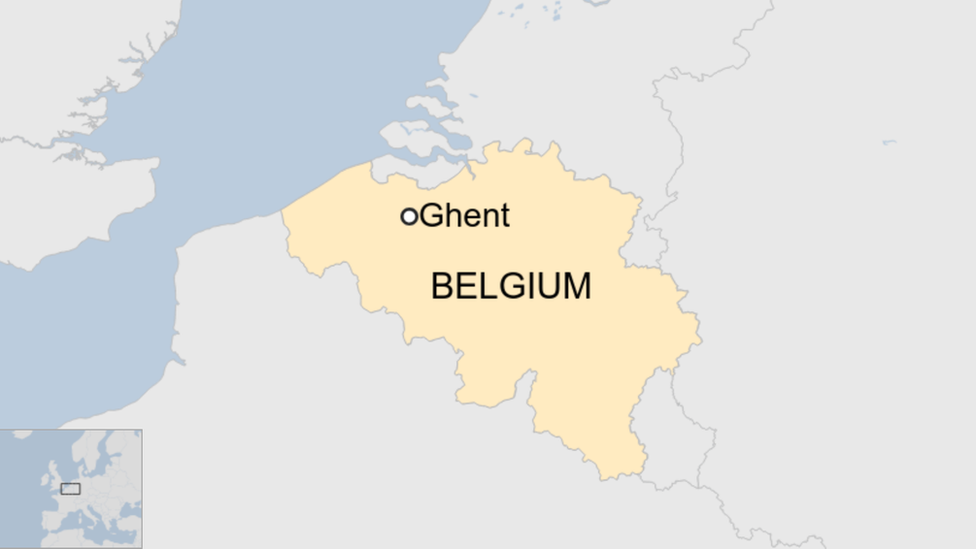 Карта Бельгии с изображением Гента на северо-западе.