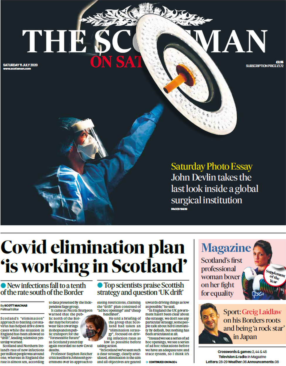 Scotland's papers Scotland 'beating Covid' and 'get used to masks' BBC News