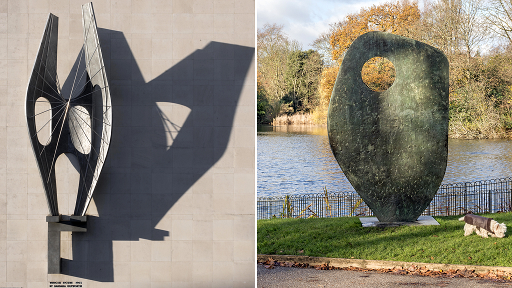 Крылатая фигура Барбары Хепворт, 1963 - Оксфорд-стрит, Лондон. Единственная форма (мемориал) Барбары Хепворт, 1961-62 - Баттерси-Парк, Лондон.