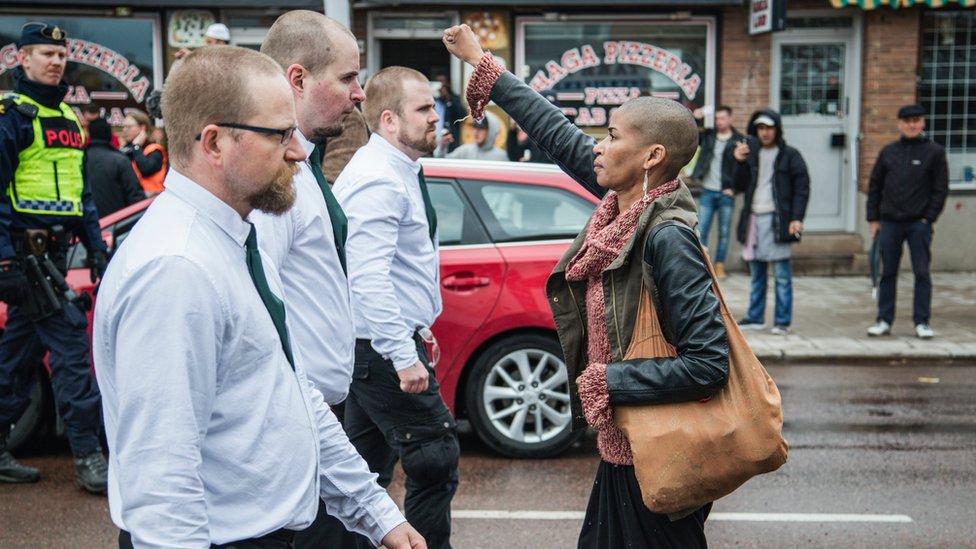 Photo Of Woman Defying Neo Nazi March In Sweden Goes Viral c News