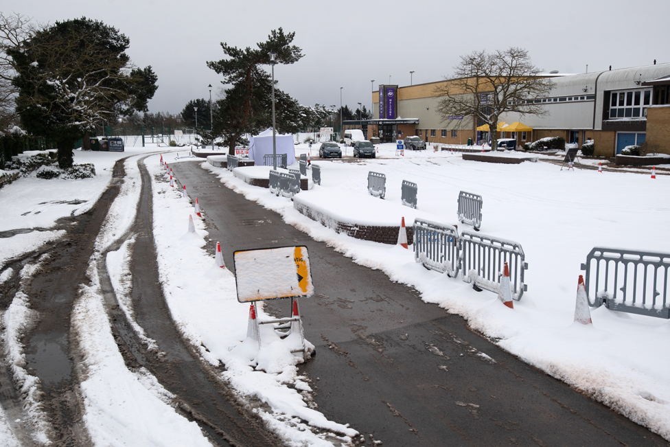 A closed Covid-19 vaccination centre in Ipswich, on 9 February 2021