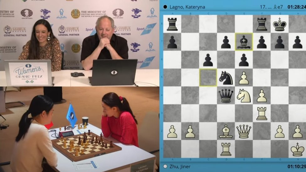 A screenshot from the FIDE Chess YouTube channel of the round 9