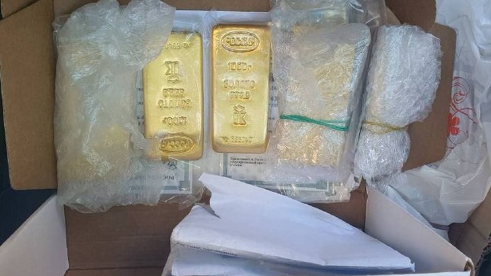 Gold bars allegedly found in the search