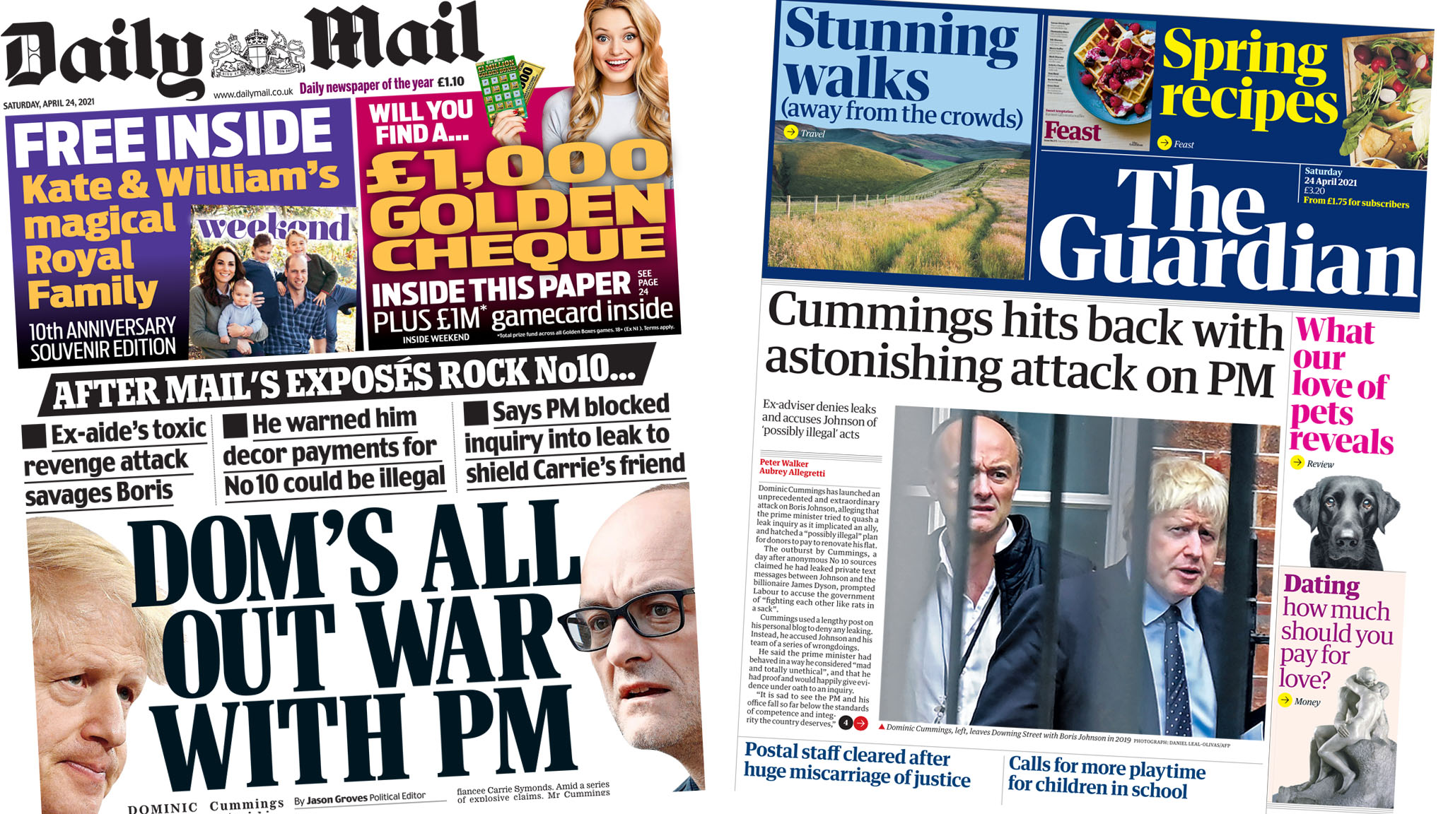 Newspaper Headlines Cummings Declares War On Pm And No Masks By The Summer c News