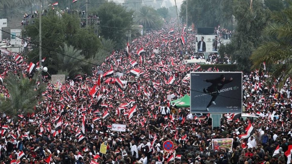 Протестующие в Багдаде, Ирак. Фото: 24 января 2020 г.