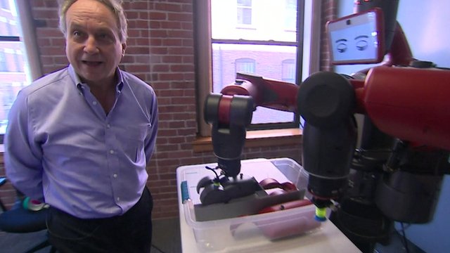 Rodney Brooks of Rethink Robotics with one of his robots