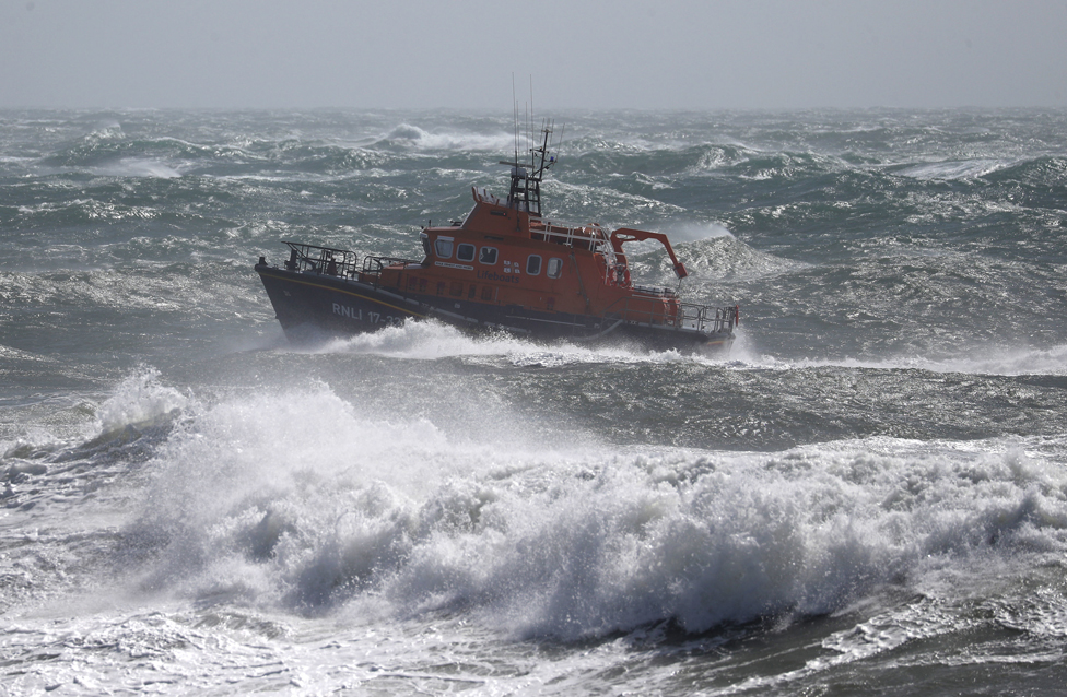 A lifeboat on rough sea