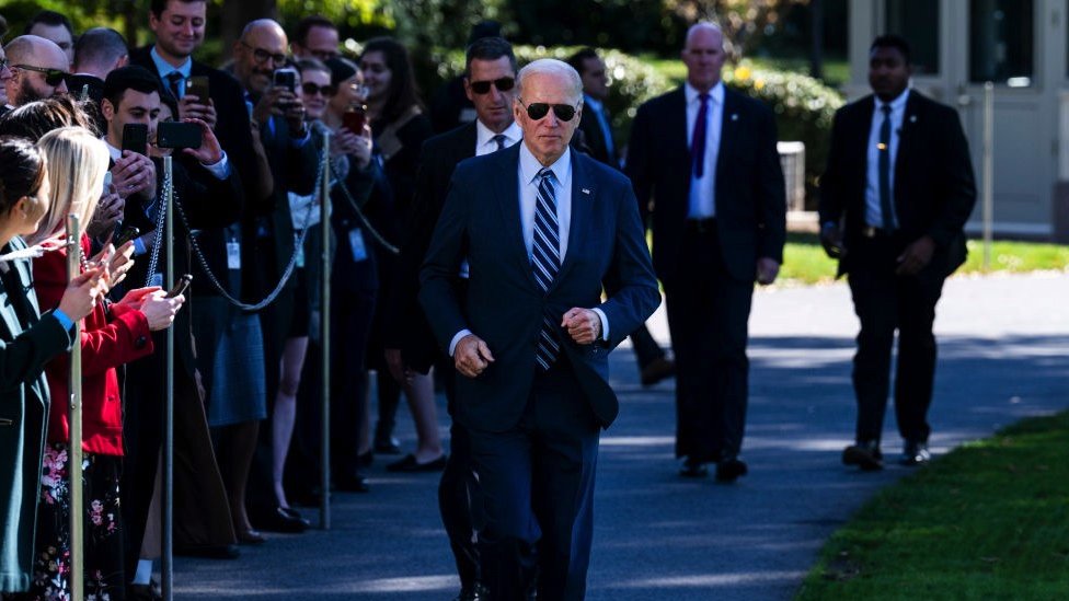 US President Joe Biden at a campaigning event in Pennsylvania