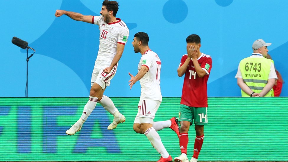 Iran celebra la victoria frente a Marruecos.