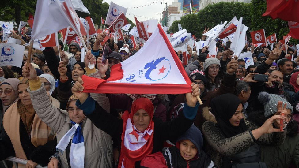 Manifestación en Túnez.