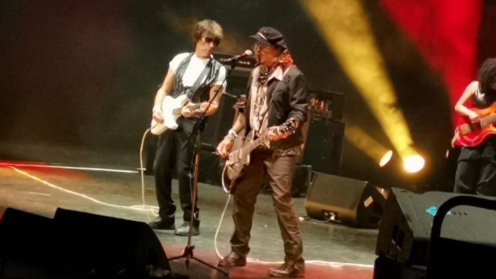 Jeff Beck and Johnny Depp on stage at Royal Albert Hall - 30 May