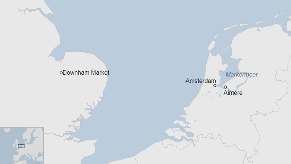 Карта, показывающая Маркермер, Амстердам и рынок Даунхэм