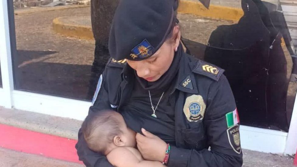 Arizbeth Ambrosio breastfed a crying four-month-old baby amid the devastation