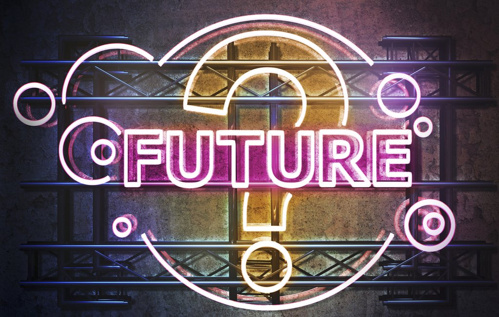 Signo de interrogación y la palabra "Future"