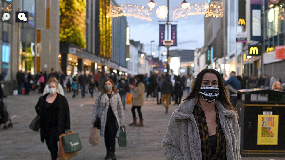 Shoppers wear masks in Newcastle city centre on 19 December