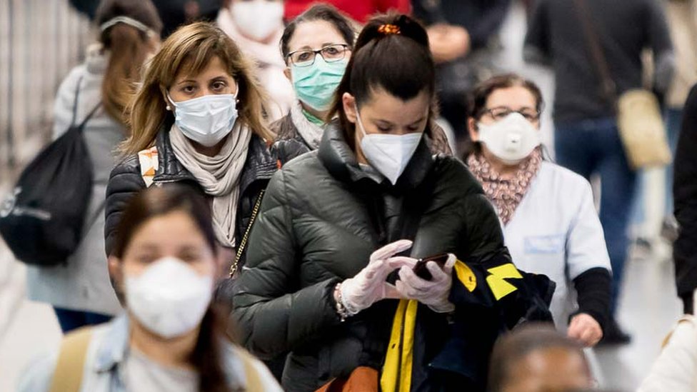 Red Cross volunteers have started to distribute more than a million health masks for free in Barcelona's metro and train stations on the occasion of the Coronavirus Covid 19 health crisis in Barcelona, Catalonia, Spain, on April 14, 2020.