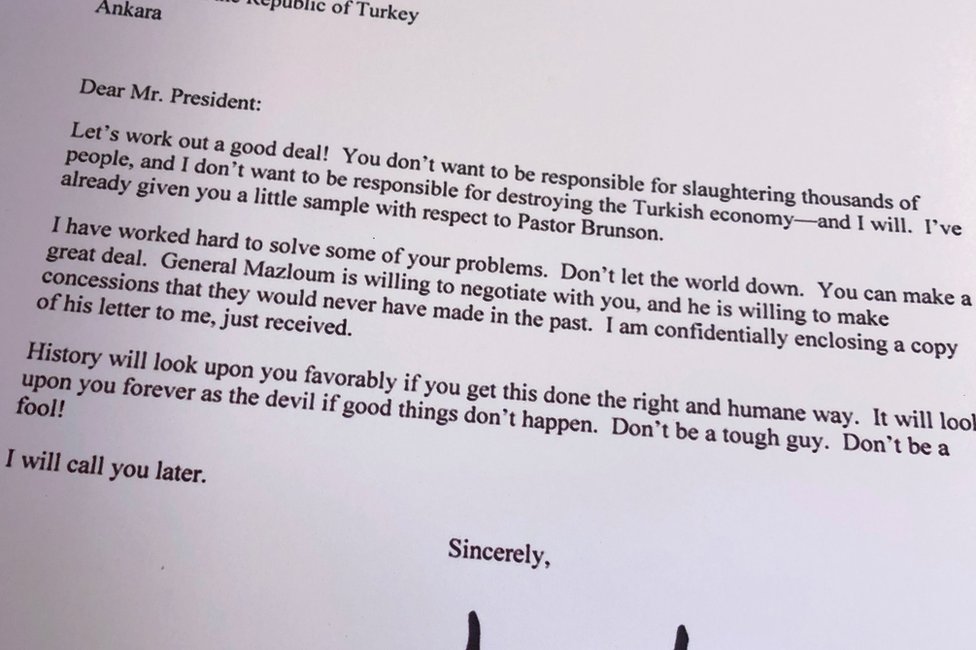 Письмо президента США Дональда Трампа от 9 октября президенту Турции Реджепу