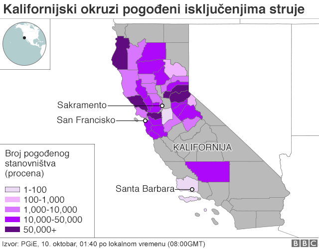 kalifornija isključenja struje grafički prikaz