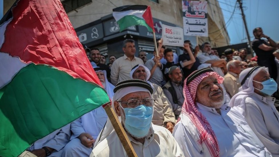 Палестинцы в городе Газа протестуют против планов Израиля по аннексии (1 июля 2020 г.)