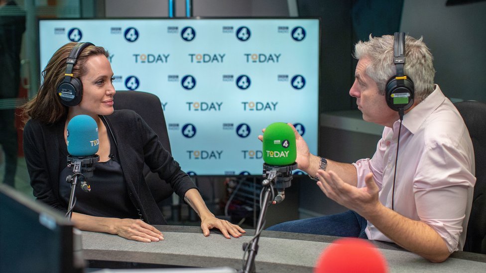 Anđelina Džoli u BBC studiju u Londonu, decembar 2018.