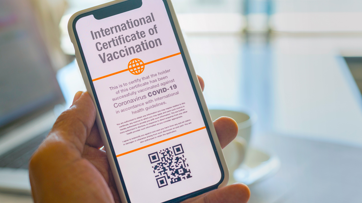 Example of a vaccination certificate on a smartphone