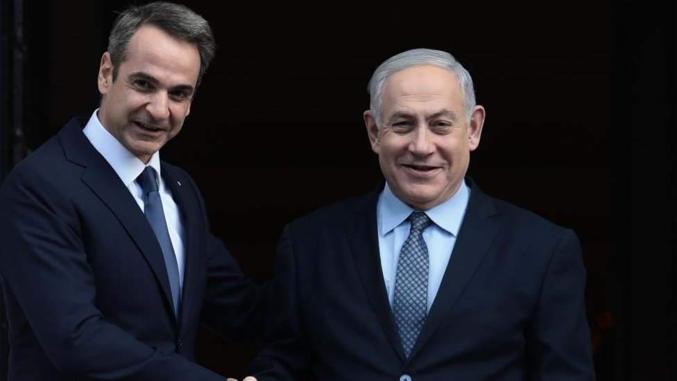 Yunanistan Başbakanı Kyriakos Miçotakis ve İsrail Başbakanı Binyamin Netanyahu