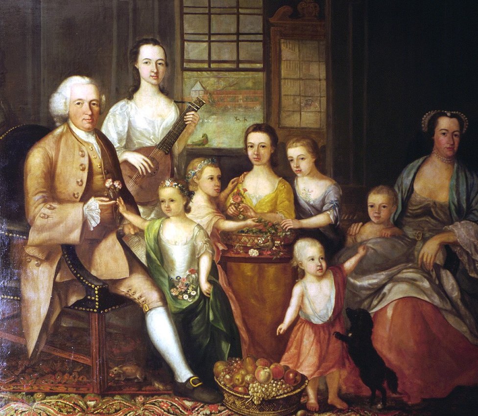 Портрет Джона Глассфорда и его семьи работы Арчибальда Маклаухлана, около 1767 года.