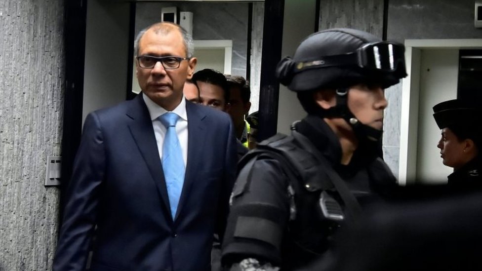 Jorge Glas, aliado político de Correa, está en prisión preventiva por supuesta corrupción en el caso Odebrecht. Jorge Glas, vicepresidente de Ecuador, preso por supuesta corrupción en el caso Odebrecht.