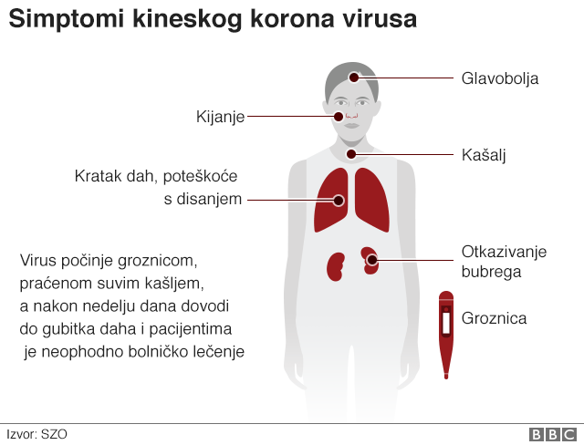 Simptomi kineskog korona virusa