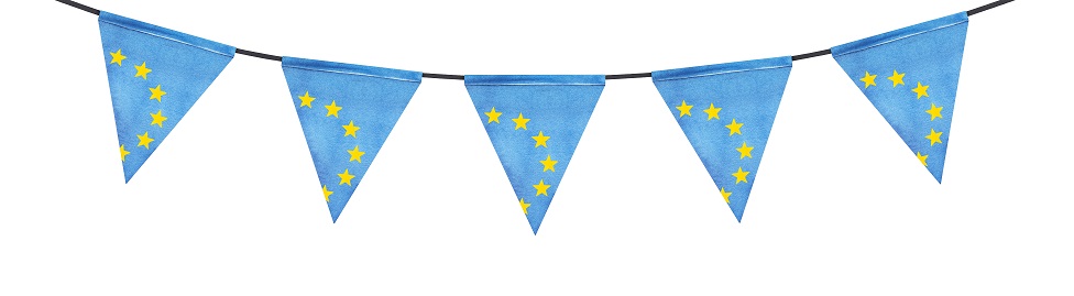 Bunting made out of EU flags