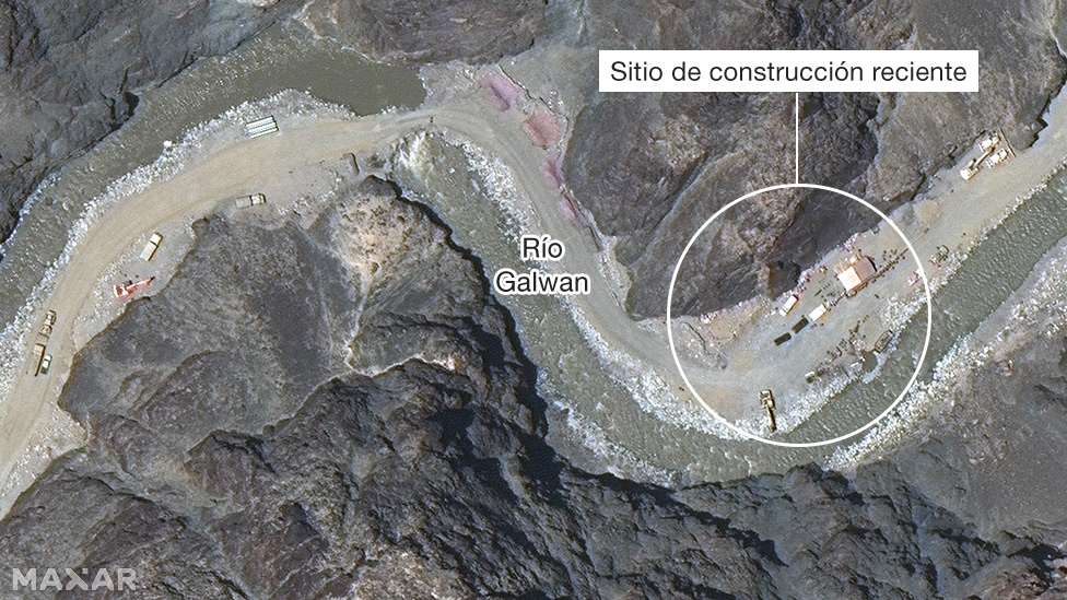 Imagen satelital de la construcción del Río Galwan.