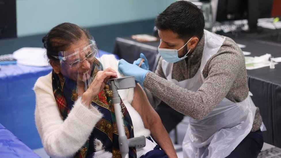 A woman receiving a Covid vaccine in Birmingham