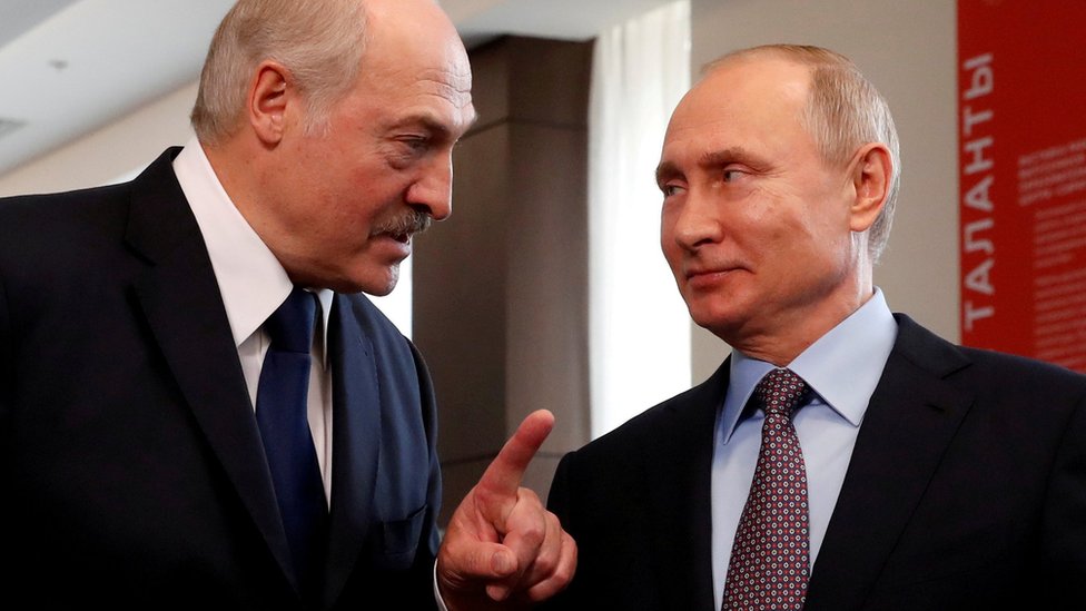 File photo showing Belarusian President Alexander Lukashenko and Russian President Vladimir Putin in Sochi on 15 February 2019