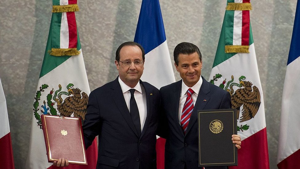 El presidente saliente, François Hollande, hizo de América Latina una prioridad de su política diplomática, François Hollande y Enrique Peña Nieto