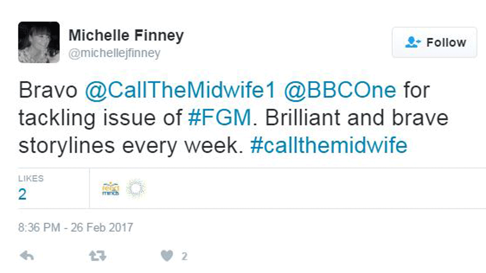 Браво @ CallTheMidwife1 @BBCOne за решение проблемы #FGM. Блестящие и смелые сюжетные линии каждую неделю. #callthemidwife