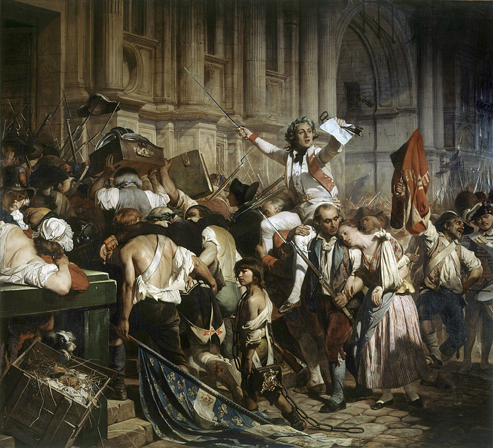 Los conquistadores de la Bastilla frente al Hotel de Ville en 1789. Pintura de Hippolyte Delaroche 1797-1856