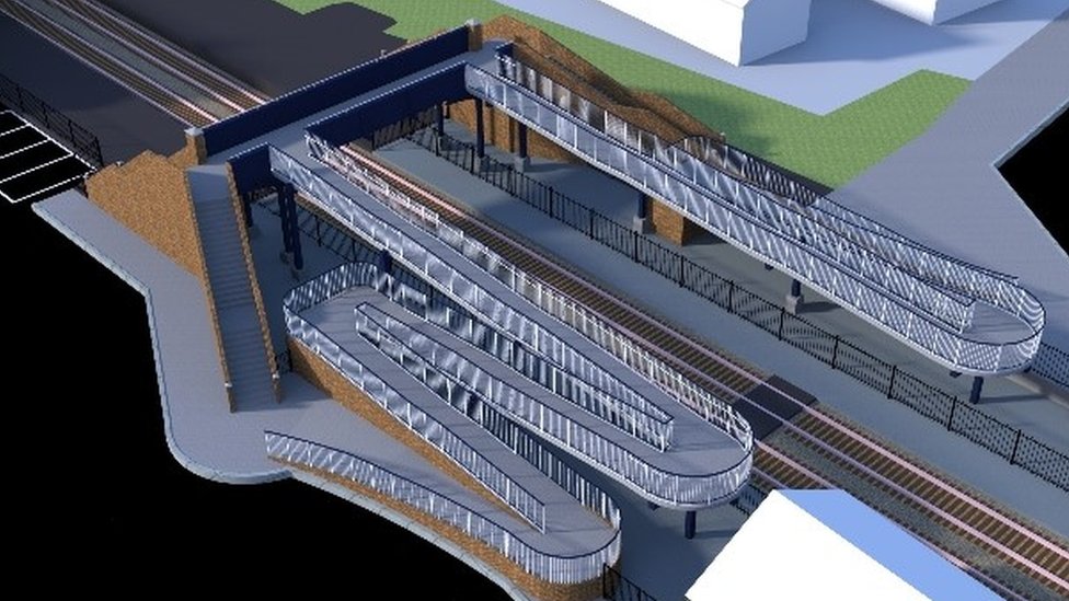 Впечатление художника от плана пешеходного моста на станции Уэрхэм