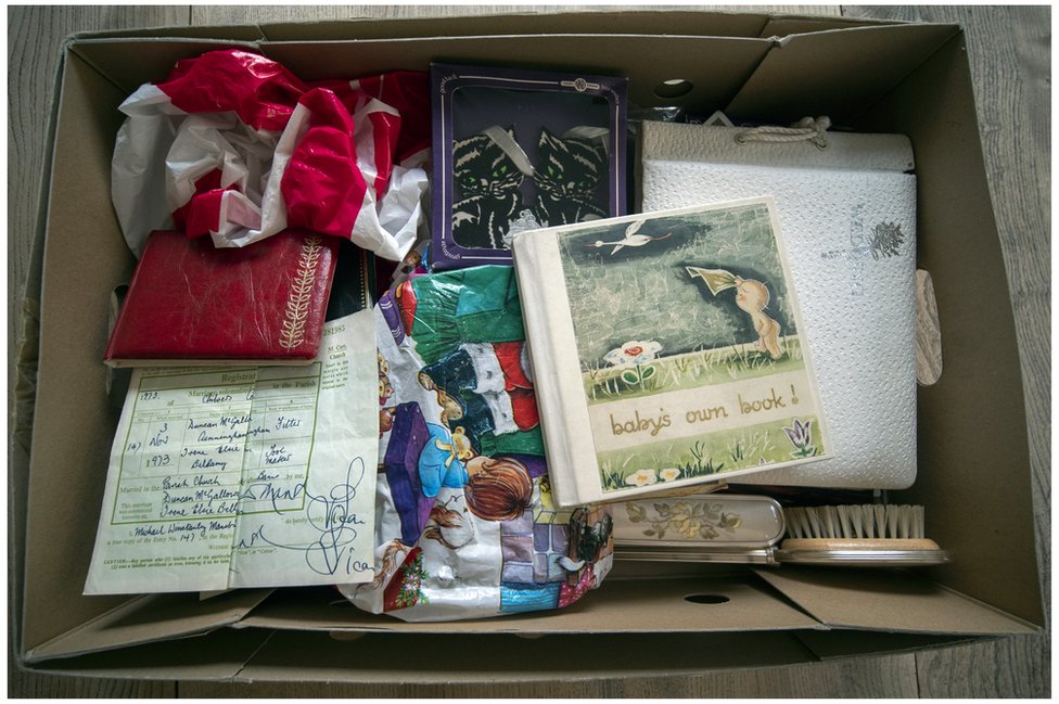 The box in which Irene Cunningham's belongings were packed away after her death