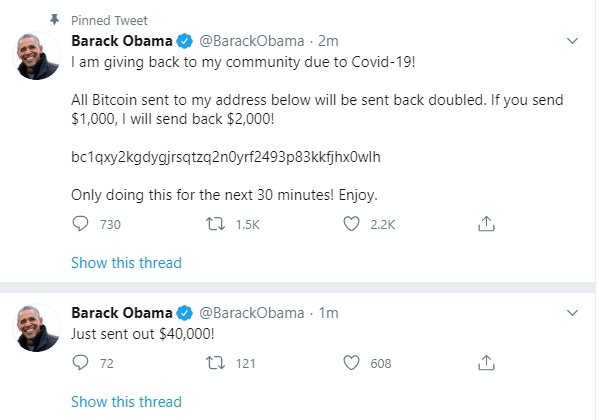 Un tuit desde la cuenta de Barack Obama