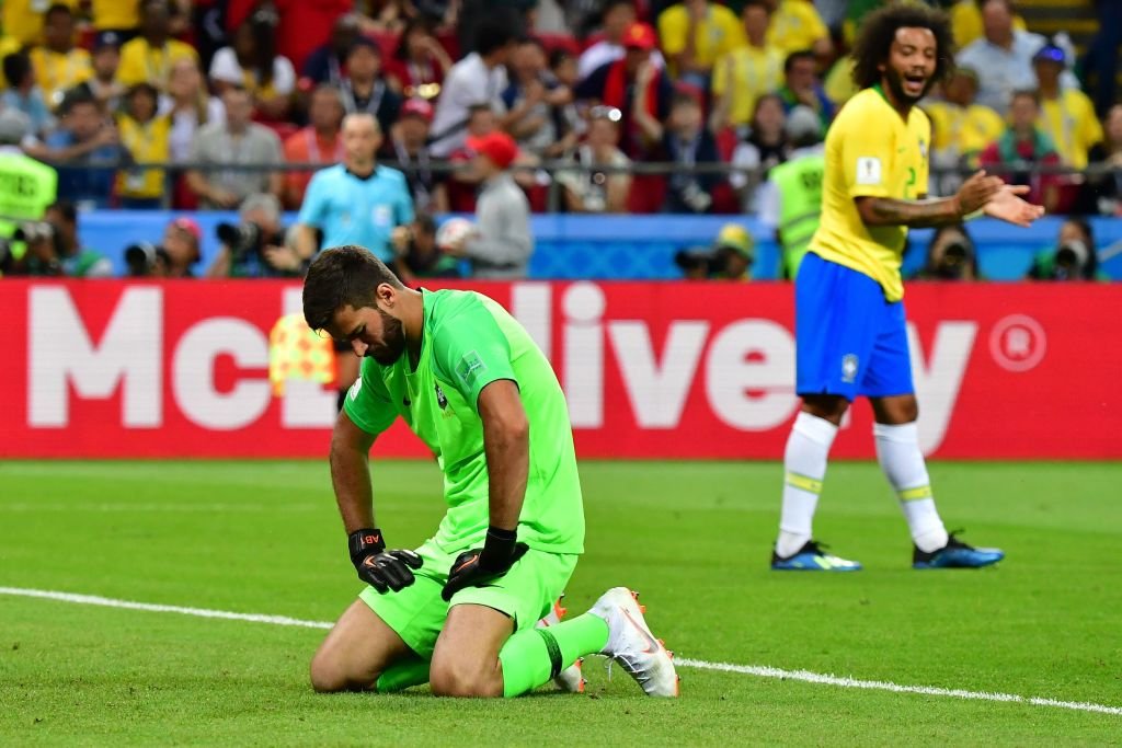 Alisson no pudo evitar la derrota de Brasil ante Bélgica en el Mundial de Rusia 2018.