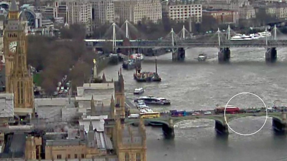 Cristea cayó al río luego de ser golpeada por el auto de Masood, según se cree. Puente de Westminster de Londres