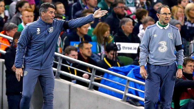 Roy Keane and Martin O'Neill on the touchline in Tuesday's game against Bosnia