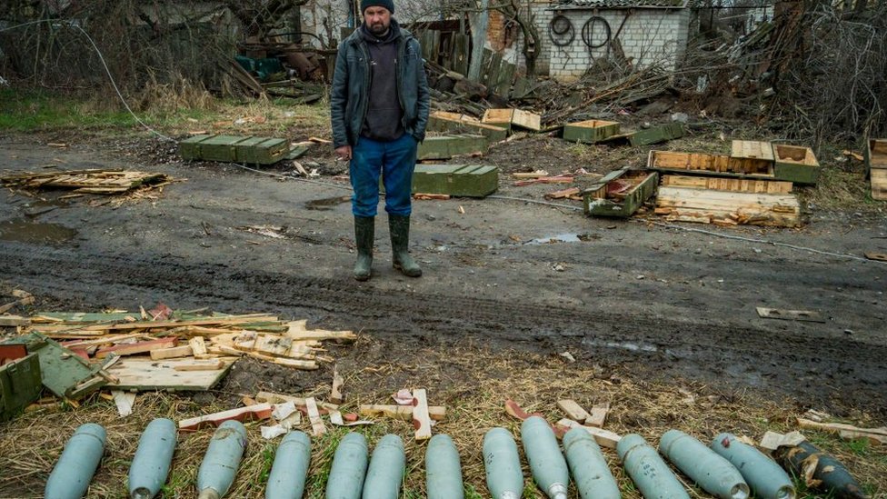 Un hombre en la provincia de Andriivka, cerca de Kiev.