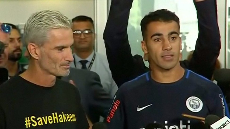 Hakeem al-Araibi thanks Australia for support on arrival in Melbourne