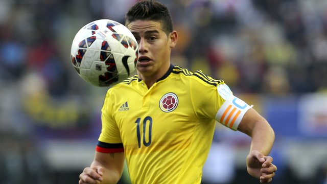 James Rodriguez in action for Colombia against Peru