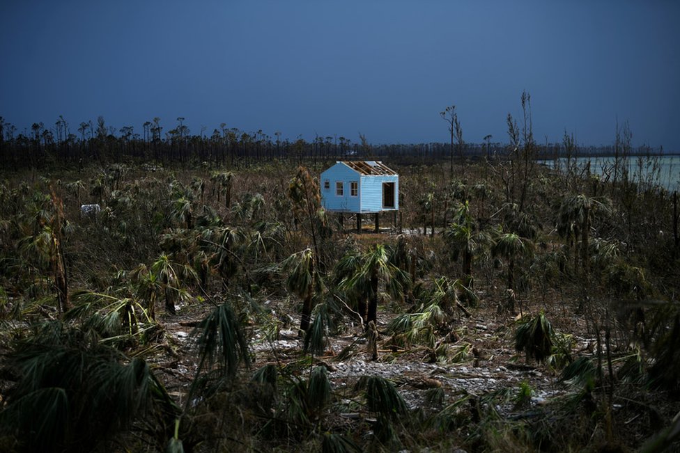 A destroyed house is seen in the wake of Hurricane Dorian in Marsh Harbour, Great Abaco, Bahamas, 8 September 2019.