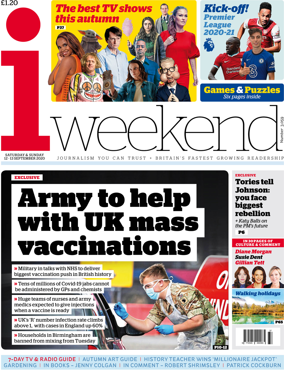 The i weekend front page 12 September
