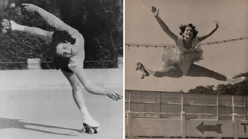 Джоселин Тейлор, катается на коньках в 1950-е